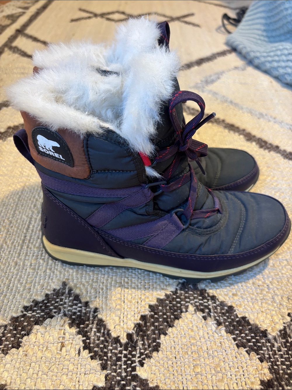 Sorel Women's Purple and White Insulated Lace-Up Winter Boots